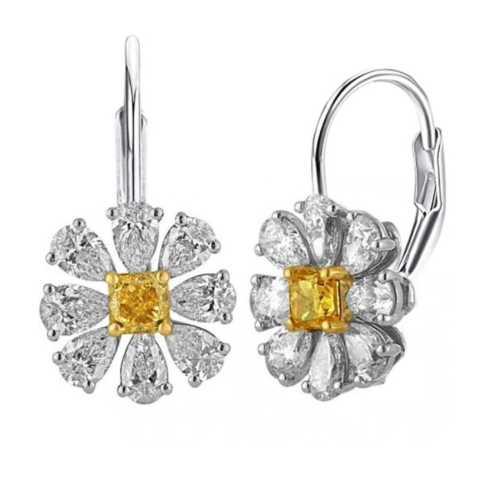 Yellow Rhinestone Hoop Earrings